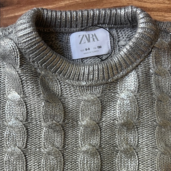 5 Zara Kids Holiday Bundle Sequined Dress Cable Knit Sweater Sparkly size 8-9 - Picture 3 of 12